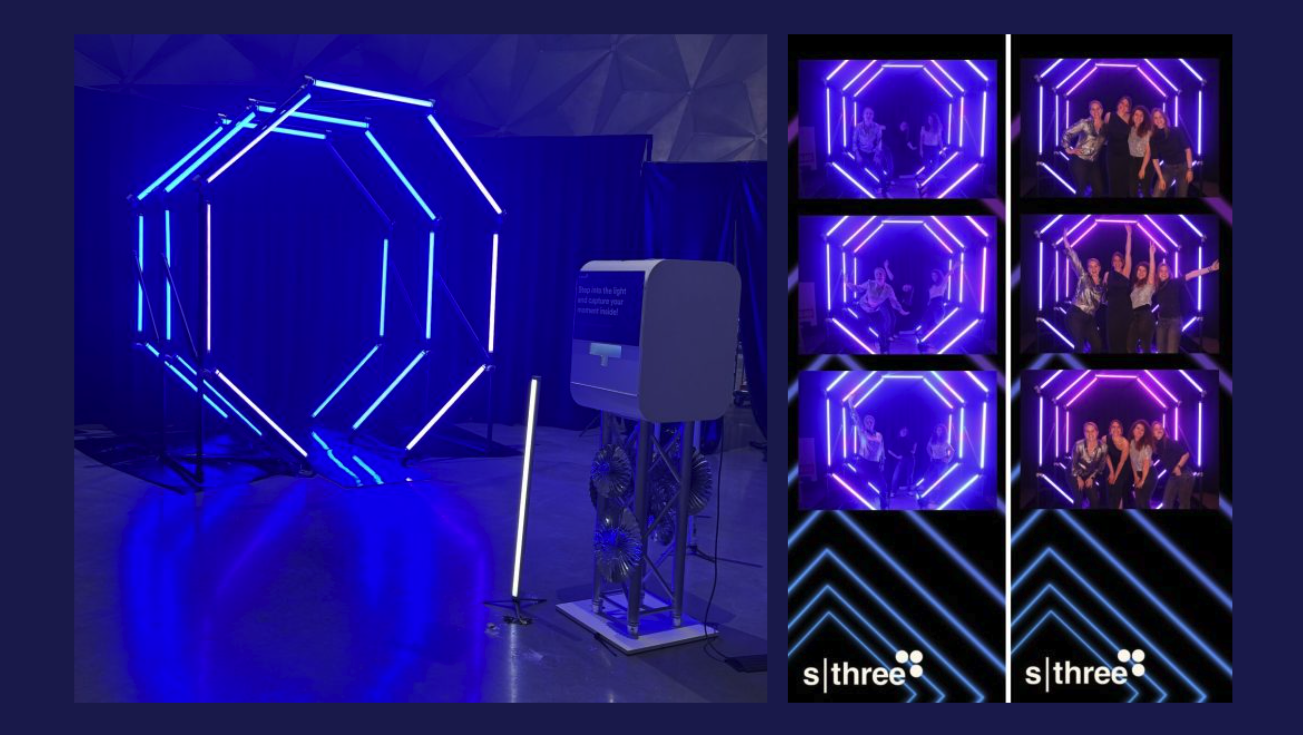 Sthree eindejaarsfeest met neon fotohokje en photobooth prints